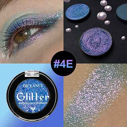 Afflano Holographic Glitter Eyeshadow - Color Change Multichrome Silver Blue Shimmer Metallic Eye Makeup, Sparkling Pigment Chameleon Duo Chrome for Blue Eyes