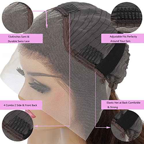 Burgundy Red Body Wave 13x4 HD Lace Front Glueless Wigs, 16-24 inch, 150% Density, Human Hair, Wavy, Curly, Modern Wavy, Glueless, Heat Resistant, Natural, Women's Wig