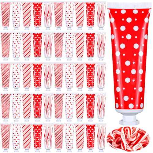 50 Pcs Christmas Hand Cream Bulk Mini Hand Lotion Candy Cane Scented Peppermint Lotion Christmas Stocking Stuffers Bulk Holiday Gifts Employee Staff Teacher Appreciation Gifts for Coworkers