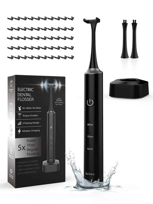 Voraiya Electric Flosser for Teeth Reusable Dental Floss with 50 Replacement Heads,Dentist Recommended Tooth Flossers,Water Flosser Alternative,Rechargeable Dental Floss Picks for Adults