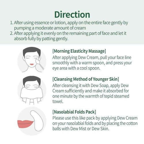 LIKE DEW Vital Everlasting Dew Cream 1.76oz 50g, Daily Moisturizing, Anti-wrinkles, Anti-Aging, Rich Emollients to nourish dry skin, Improves skin's health, Day and Night Cream, Verified by EWG's Skin