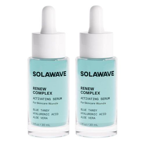 Solawave Renew Complex Red Light Therapy Activation Serum for Face & Neck | Pairs with LED Facial Wand Device | Hydrates & Plumps the Skin | Blue Tansy, Aloe Vera, Hyaluronic Acid (2 Pack - 1 Oz)