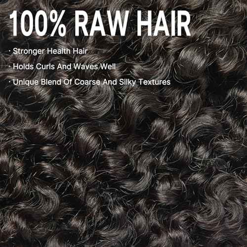 ASHINE Burmese Raw Human Hair Bundles ? Tight Curly Unprocessed 100% Human Hair Single Bundle 16 Inch, Minimal Shedding Natural Black