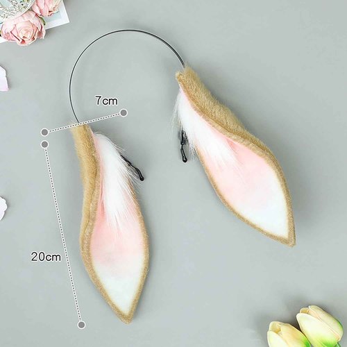 Faylay Women Cosplay Bunny Ears Rabbit Headband Animal Ears Furry Bunny Ears Party Accessories (MHTCET-4Camel)