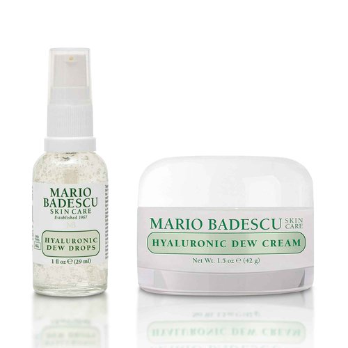 Mario Badescu Dewy Skin Duo - Hyaluronic Dew Cream & Dew Drops – Hydrating Niacinamide & Hyaluronic Acid Moisturizer & Face Serum for Dewy, Glass-Like Skin – Lightweight & Oil-Free