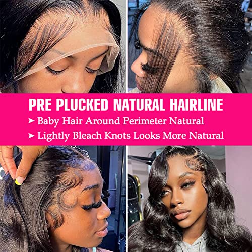 Body Wave Lace Front Wigs Human Hair 180% Density 13x4 HD Lace Frontal wigs Human Hair 30 Inch Transparent Lace Glueless Wigs Pre Plucked with Baby Hair