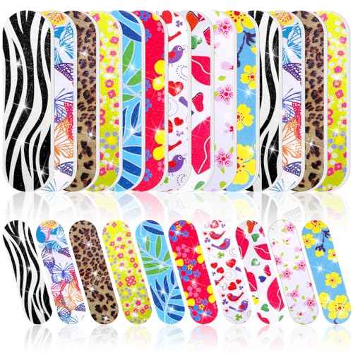 Sumind 100 Pack Nail Files Double Sided Emery Boards Manicure Tools (Vibrant Style)
