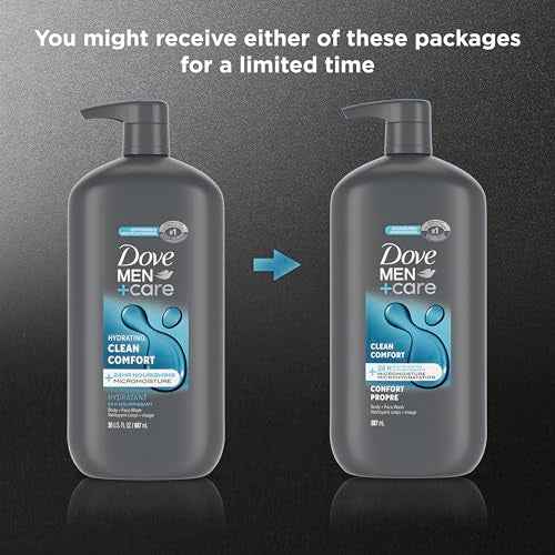 DOVE MEN + CARE Body and Face Wash Hydrating Clean Comfort Men's Body Wash with 24-Hour Nourishing Micromoisture Technology 30 oz