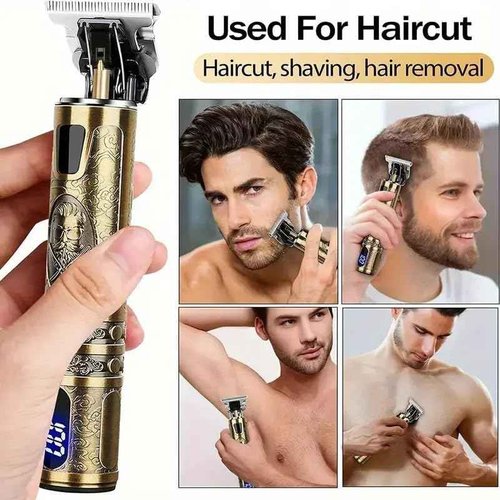 LQT Professional Hair Clipper Set, Digital Display Trimmer Kit with Accessories, Barber Case and Cape, Vintage Design