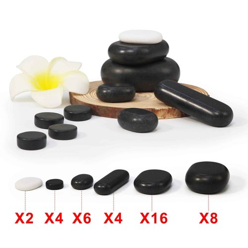 Master Massage 40-Piece Hot Stone Set – Black Basalt Lava Rocks for Full Body Massage Therapy
