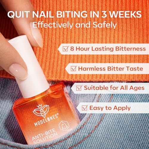 modelones Nail Biting Treatment for Kids Thumb Sucking Deterrent Nail Biting Prevention for Kids Quick Dry Bitter No Bite Nail Polish Stop Biting Nails Repair for Damaged Nails 0.34 fl oz
