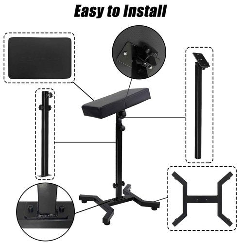YONGDA Tattoo Arm Rest Stand with 180° Tilt & Height Adjustable (28"-39"), Thickened PU Leather Pad, Four-Corner Non-Slip Base, Foldable & Portable for Tattoo Artist Studio Client