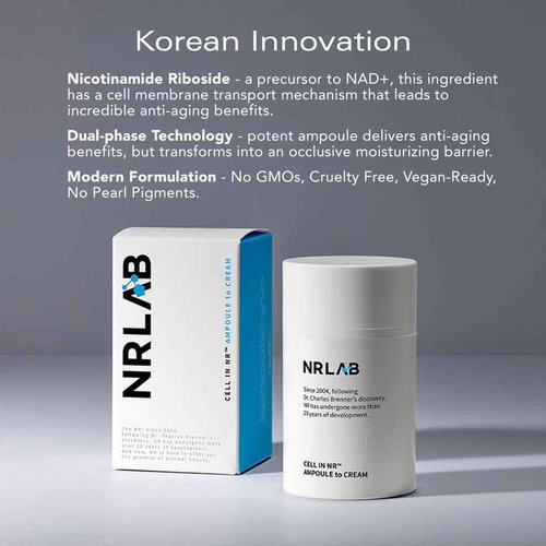 NR LAB - Anti-Aging Korean Serum with NR for Glass Skin– Hydrating, Anti-Aging, Firming & Brightening– Clinically Tested - K-Beauty Innovation - Korean Moisturizer – Ampoule-to-Cream Formula [1.52oz]
