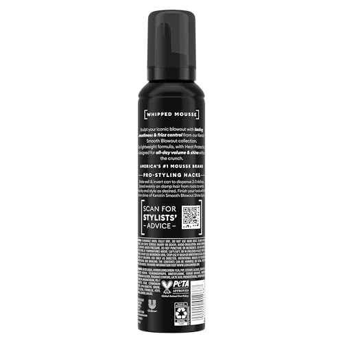 TRESemm? Whipped Shaping Mousse Keratin Smooth for Instant Hydration, Weightless, 7 Fl Oz