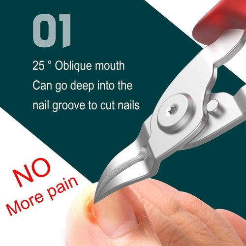XIORRY Ingrown Toenail Clippers (Upgrade), Steel Nail Clippers for Professional Podiatrist, Unique Long Handle Curved Blade Tool for Thick & Ingrown Nails, Suitable for Men, Women and Elderly (red)