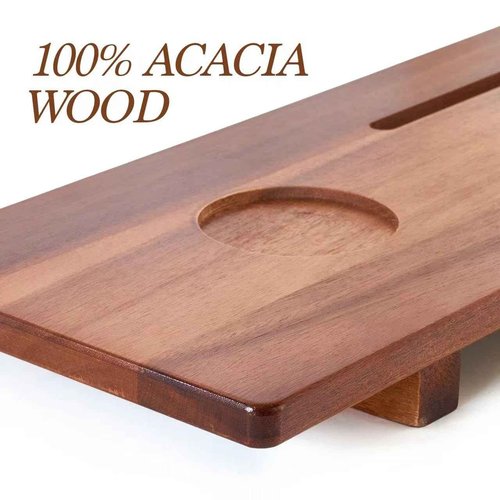 DAOYOUSKY Luxe Premium Acacia Wood Bathtub Tray Caddy with Adjustable Legs, 35x9 Inch Large Wooden Bath Tub Board, Anti-Tipping Bath Shelf Over Tub, Bathtub Accessories