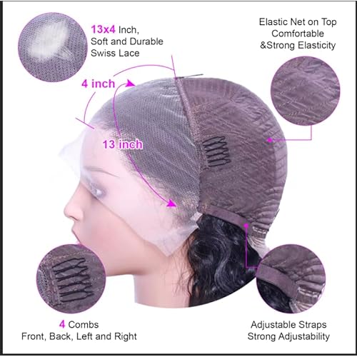 SQU&CIR Deep Wave Lace Front Wigs Human Hair Wigs 180% Density 13x4 HD Transparent Deep Curly Lace Frontal Wigs Human Hair Pre Plucked with Baby Hair for Women (20 Inch)