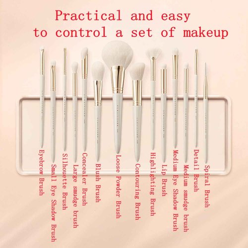 RIJAHO Makeup brush gift set: 14 piece professional makeup brush advanced synthetic kabuki brush set foundation make-up powder blusher eye shadow concealer high gloss brush mixed makeup brush set