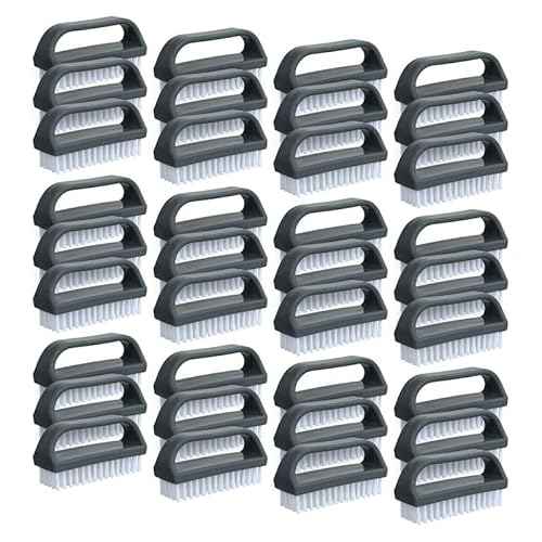Superio Stiff Nail Brush for Cleaning Fingernails Small Scrub Brush with Handle, Cleaning Brushes for Hands, Toes, and Nails (Black, 36 Pack)