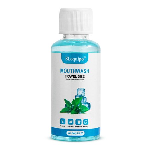 SLequipo 100 Travel Size Mouthwash Bulk Mini Mouthwash, Fresh Mint Portable Mouthwash Individual 1.2oz/35ml Mouthwash Bottles for Travel Toiletry Kits, Blue
