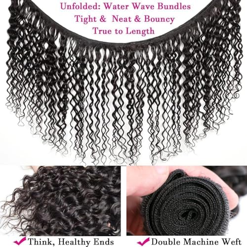 Water Wave Bundles Wet and Wavy Human Hair 3 Bundles for Black Women Curly Wave Human Hair 3 Bundles 20 20 20in