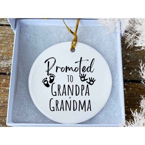Promoted to Grandma and Grandpa, Pregnancy Announcement, Gift for New Grandparents, Soon to be Grandma, Pregnancy Reveal, Christmas Ornament