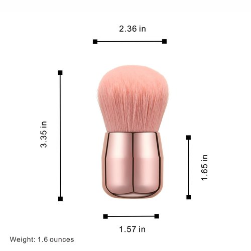 2-Piece Luxury Kabuki Brush Set for Body & Face - Extra Large Fluffy Makeup Brush for Self Tanner, Foundation & Loose Powder, Back Lotion Applicator, Super Soft Bristles (Rose Gold with Gift Box)