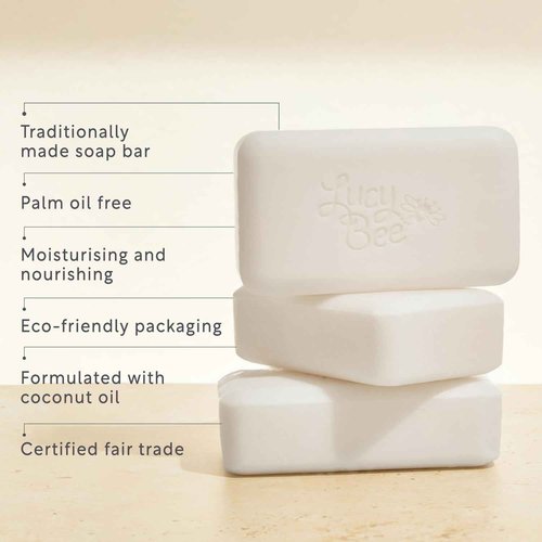 Lucy Bee Certified Organic & All Natural Soap Bar 4 Pack, Moisturizing & Rejuvinating, Dermatologist Approved for Sensitive Skin, Unscented & 100% Palm Oil Free, 5.3oz (4)