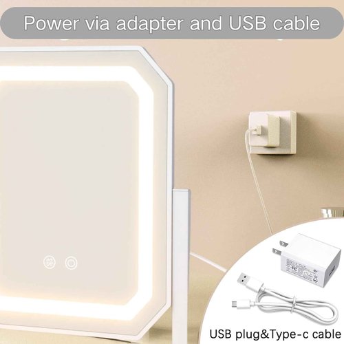 Lighted Makeup Mirror, Hollywood Vanity Mirror with Lights, 3 Color Lighting Modes, Detachable 5X Magnification Mirror, Smart Touch Control, 360°Rotation (12in. White)
