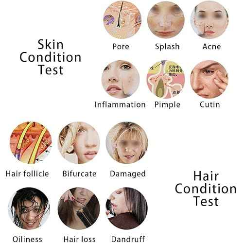 Skin Diagnosis Hair Analyzer, 5 Inch Screen Digital Skin Diagnosis Scanner System, Skin Hair Blackhead Scalp Detector Skin Hair Scalp Detector