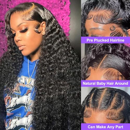 CITY GIRL Deep Wave Lace Front Wigs Human Hair Pre Plucked 13x4 Hd Transparent Lace Frontal Deep Curly Wet And Wavy Human Hair Wig For Women 200 Density 26 Inch