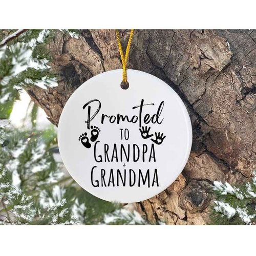 Promoted to Grandma and Grandpa, Pregnancy Announcement, Gift for New Grandparents, Soon to be Grandma, Pregnancy Reveal, Christmas Ornament