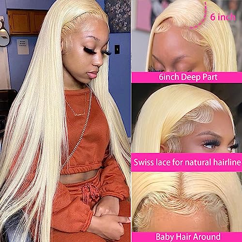 SIYUSI Blonde Wig Human Hair Pre Plucked with Baby Hair 613 13x6 lace front wig human hair 22inch 180% Density HD Lace Frontal Wig Transparent Straight Lace Front Wig