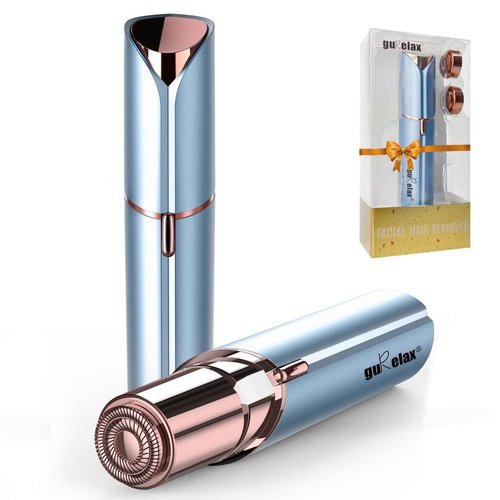 Gurelax Hair Remover for Women, Hair Removal Device, Facial Hair Removal for Women, Best Touch Face Shaver As Christmas Gift, Electric Upper Lip/Mustache Hair Remover, Included 2 x Replacement Heads