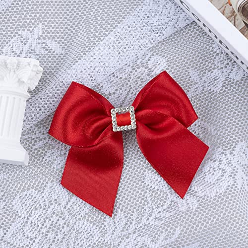 Red Valentine¡¯s Day Hair Clips,Glitter Grosgrain Hair Bows with Rhinestones,Boutique Valentine Christmas School Hair Accessories for Kids Girls Toddler