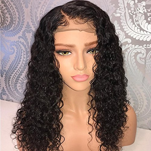 Short Deep Curly Human Hair Lace Front Wigs with Baby Hair Pre Plucked Natural Hairline Brazilian Hair Bob Wigs for Women (10 Inch, Lace Front Wig)