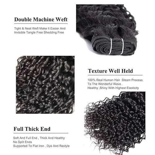 Water Wave Bundles Human Hair Soft Brazilian Virgin Human Hair 100% Unprocessed Wet and Wavy Curly Bundles Natural Black Color Can Be Dyed Total 300g 14 16 18 Inch