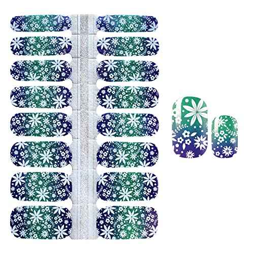 SILPECWEE 5 Sheets Christmas Nail Polish Strips Self-Adhesive Nail Stickers Full Nail Wraps Holiday Nail Decals Gel Nail Strips Nail Art Accessories with Nail File (Chic Style)