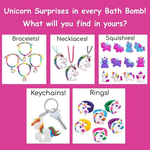 Bath Bombs for Kids with Surprise Superhero and Unicorn Toy Inside, 6 Bubble Bath Bombs Fizzies, Fruity Scents, Relaxing Aromas, Gentle and Kids Safe with Bath Toys