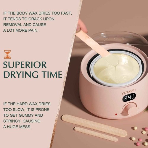 KOTAMU Black Digital Waxing Kit with Silicone Wax Warmer Liner for Home Salon - Professional Cream Hard Wax Beads for Sensitive Skin Hair Removal, Ideal for Body, Face, Bikini, and Brazilian Waxing