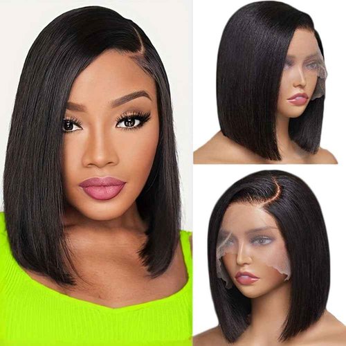 TIRALI Short Bob Wig Human Hair 13x4 Straight Hd Lace Front Wigs Human Hair 200 Density Black Glueless Wigs Human Hair Pre Plucked Short Bob Wigs for Women 12 Inch