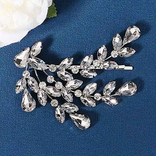 Sither Bridal Crystal Barrette for Wedding Women Crystal Hair Clip Silver Headpiece for Prom Halloween Party Hair Accessories Christmas Gift