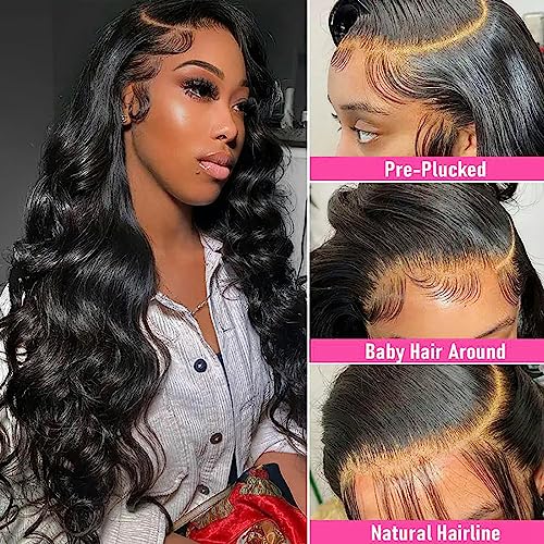 Body Wave Lace Front Wigs Human Hair 180% Density 13x4 HD Lace Frontal wigs Human Hair 30 Inch Transparent Lace Glueless Wigs Pre Plucked with Baby Hair