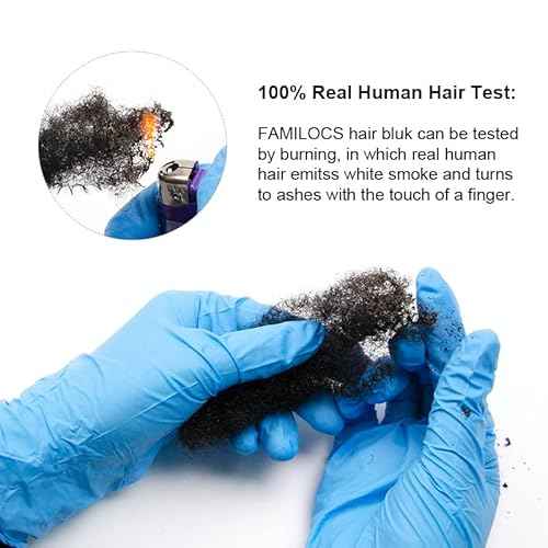 100% Human Hair for Dreadlock Extensions & Locs Repair, Afro Kinky Bulk Bundles with Crochet Hook Kit & Comb, Salon-Grade Natural Hair for Twists, Braids, Crochet Styles (16 Inch 90g)
