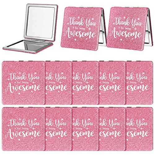 Qunclay 12 Pcs Employee Appreciation Gifts, Compact Mirror for Women Inspirational Makeup Mirror Favors for Veterinary Technician Week Christmas Coworker