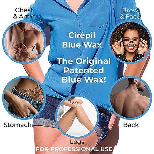 Cirepil - Blue - 400g - 14.11 oz Wax Beads Bag - All-Purpose, Unscented & No Strip Needed - Perfect for Sensitive Skin - Fluid Gel Texture, Easy Removal, Peel-Off Wax