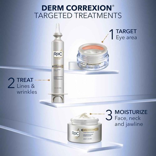 RoC Derm Correxion Bundle: Fill & Treat Advanced Retinol Serum, Wrinkle Filler Treatment with Hyaluronic Acid, 15ml + RoC Derm Correxion Dual Eye Cream with Advanced Retinol & Peptides, 0.68oz