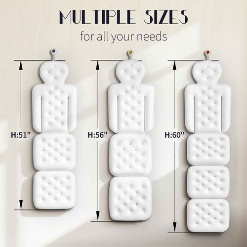 Full Body Bath Pillow for Bathtub, Thick Bathtub Cushion with Laundry Bag, Luxury Tub Pillow for Bath for Headrest Neck and Back Support White 56" x 16"