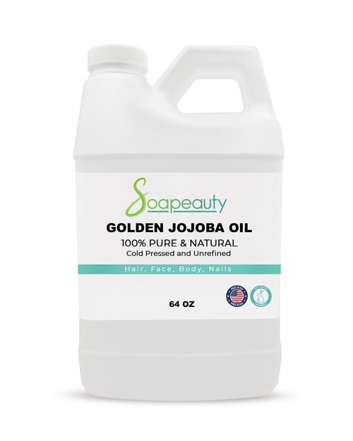 Soapeauty Golden Jojoba Oil | 100% Pure & Natural | Unrefined, Cold Pressed, Hexane Free | Moisturizing Oil for Skin, Face, Hair & Nails - 64 Fl Oz