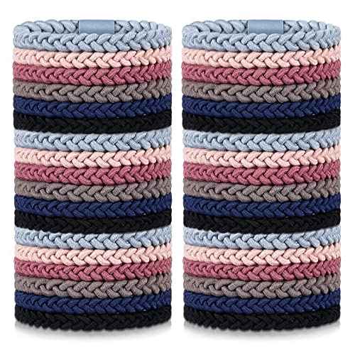Xinnun 48 Pcs Braided Hair Ties Elastic Ponytail Holders Accessories Hair Ties Soft Rubber Bands for Women and Girls Christmas Gift, Bright Colors